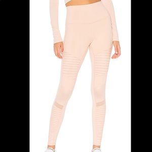 ALO Yoga Women's Blush Pink Moto-Detail Leggings